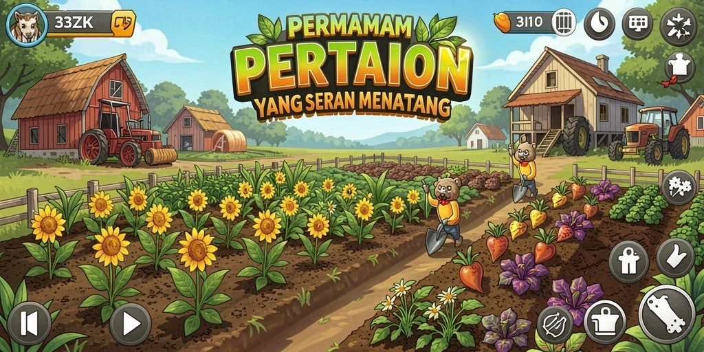 Tangkapan layar <strong>33ZK</strong> menunjukkan aktivitas seru dalam bertani.
