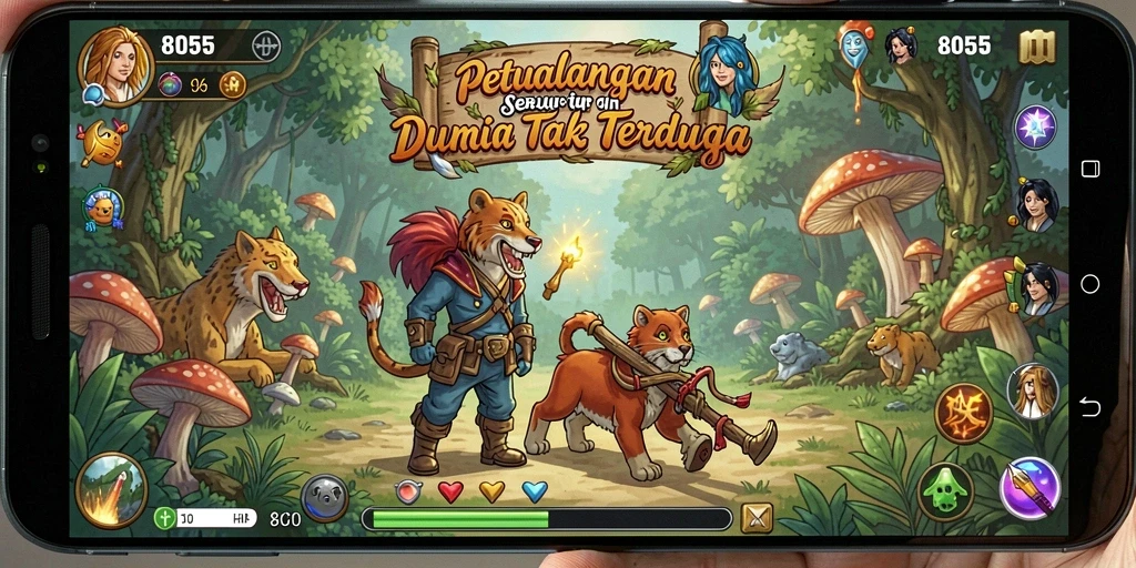 Tampilan gameplay menakjubkan dari 8055 saat menjelajahi dunia petualangan.