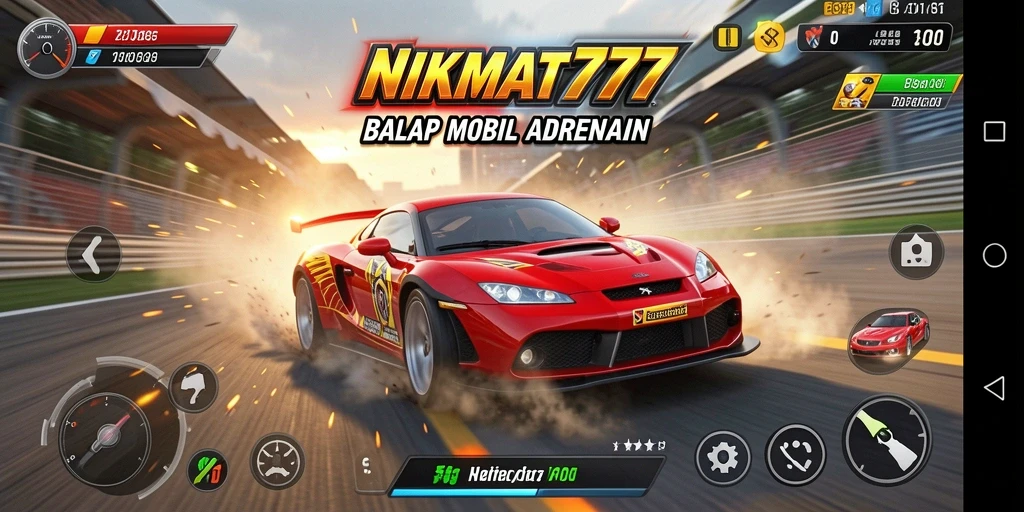Tampilan gameplay menarik dari NIKMAT777 saat balapan.
