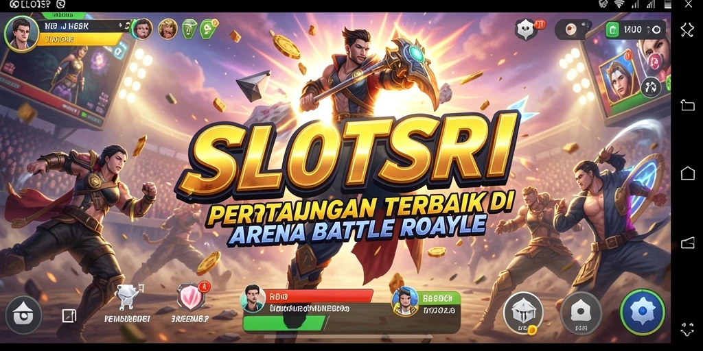 Screenshot SLOTSRI menunjukkan aksi intens di arena Battle Royale.