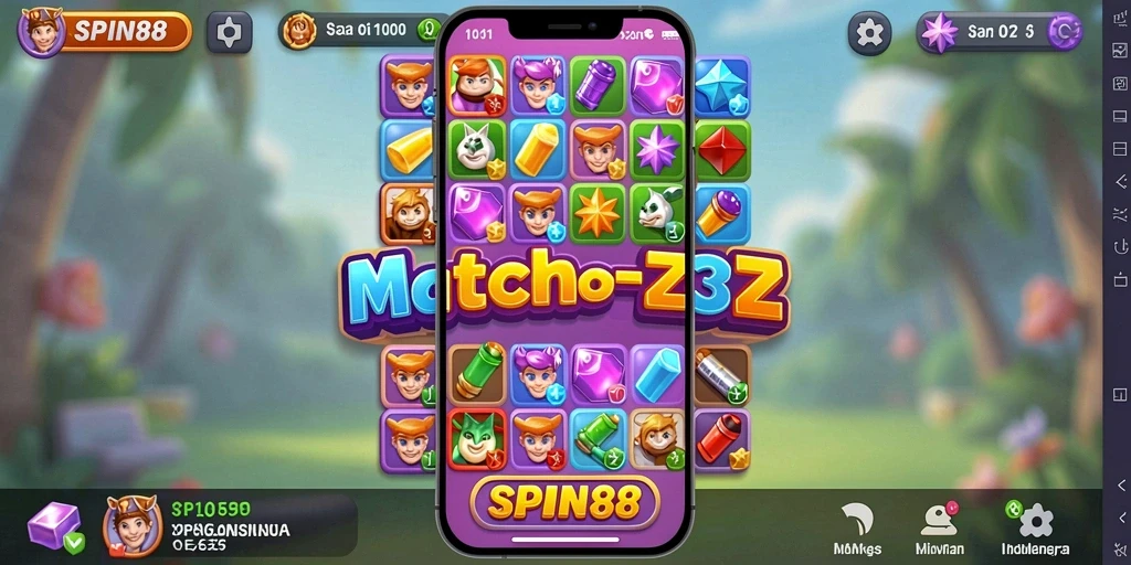 Screenshot gameplay SPIN88 menampilkan keseruan permainan Match-3 yang menarik.