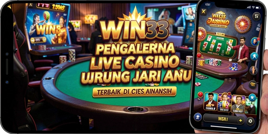 Screenshot gameplay WIN33 yang menampilkan dealer profesional dan atmosfer kasino yang hidup.